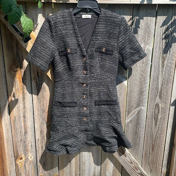 Sandro Gwendoline Tweed Dress Black Size 4 US - Picture 3 of 10